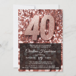 Invitación Rosa Purpurina de Oro Elegante Fiesta de cumpleaño