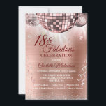 Invitación Rosa Purpurina de Oro Glam 18th Birthday Disco Bal<br><div class="desc">¡Serás la campana de la pelota con esta rosa de moda oro 18 y la Fabulosa invitación a la celebración! Las bolas de disco rosadas de Rubor brillan sobre un fondo metálico subió de oro con las bobinas fiestas y el purpurina plateado. Fácil de personalizar con las opciones de personalizado....</div>