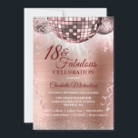 Invitación Rosa Purpurina de Oro Glam 18th Birthday Disco Bal<br><div class="desc">¡Serás la campana de la pelota con esta rosa de moda oro 18 y la Fabulosa invitación a la celebración! Las bolas de disco rosadas de Rubor brillan sobre un fondo metálico subió de oro con las bobinas fiestas y el purpurina plateado. Fácil de personalizar con las opciones de personalizado....</div>