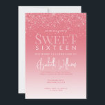Invitación Rosa Purpurina de Oro Glam Sweet Dieciséis Cumplea<br><div class="desc">Rosa Purpurina de Oro Glam Sweet 16 Invitación de cumpleaños</div>