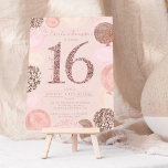 Invitación rosa purpurina de oro globo sonoro Sweet 16 foto<br><div class="desc">Una moderna, moda y elegante rosa de oro secuela una dulce invitación a la fiesta de 16 años con una moderna tipografía de 16 años con globos rosa rosa purpurina de oro y pintados a mano rosa pastel, purpurina rosa de oro, lentejuelas, globos de racimo rosa pálido con elegante tipografía...</div>