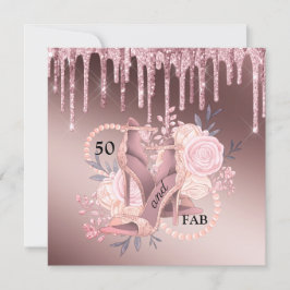 Invitación Rosa Purpurina de oro gotea sorpresa por cumpleaño