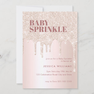 Invitación Rosa Purpurina de oro goteo Chica rosado Oh Espolv