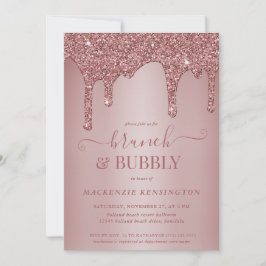 Invitación Rosa Purpurina de oro perfora ducha con burbujas d
