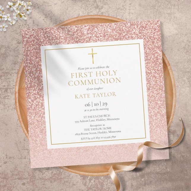 Invitación Rosa Purpurina de Oro Primero Plaza de la Santa Co (Subido por el creador)