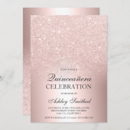 Invitación Rosa purpurina de oro Relieve metalizado metálico 