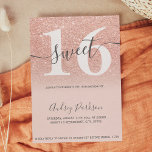 Invitación Rosa purpurina de oro rosa rosa pastel dulce 16<br><div class="desc">Rosa purpurina de oro color rosa pastel caligrafía tipografía caligrafía de escritura dulce 16 cumpleaños invitación para fiesta. Perfecto para un elegante y moderno fiesta dulce dieciséis.</div>