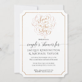 Invitación Rosa Purpurina de oro Script Love in Air Couple Sh