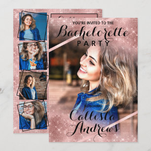 Invitación Rosa Purpurina de oro secuencial foto Bachelorette