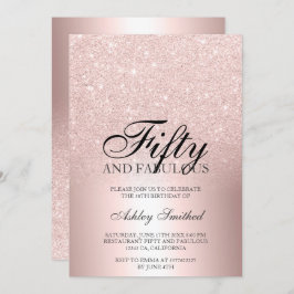 Invitación Rosa purpurina de oro sombrío metálico cincuenta f