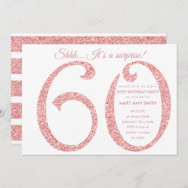 Invitación Rosa Purpurina de Oro Sorpresa 60 cumpleaños