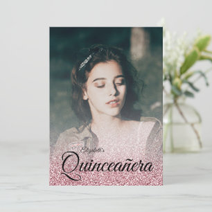 Invitación Rosa Purpurina de oro Sparkle Vestido Foto Quincea