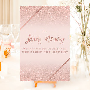 Invitación Rosa purpurina de oro tipografía signo rosa rubor