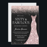Invitación Rosa Purpurina de oro vestido fabuloso cumpleaños<br><div class="desc">Rosa Vestido Purpurina de Oro Fabuloso 60º cumpleaños Variaciones de invitación a la invitación y artículos coincidentes en nuestra tienda</div>