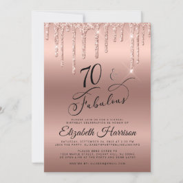 Invitación Rosa Purpurina de Oro virtual 70 cumpleaños