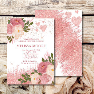 Invitación Rosa Purpurina De Oro Y Ducha Glam Bridal