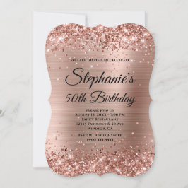 Invitación Rosa Purpurina de oro y Relieve metalizado Fancy M