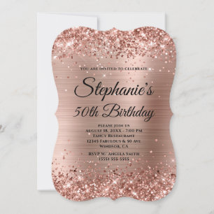 Invitación Rosa Purpurina de oro y Relieve metalizado Fancy M