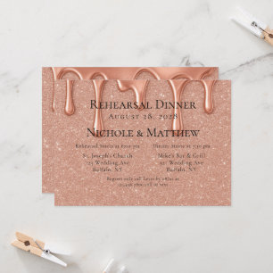 Invitación Rosa Purpurina de oro y simulaciones