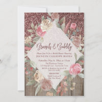 Rosa Purpurina Dorado Barn Wood Floral Brunch & Bu