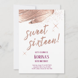 Invitación Rosa Purpurina Dorado Dulce Dieciséis