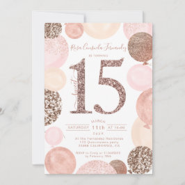 Invitación Rosa purpurina dorado globos rosados Fotografía de