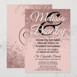 Invitación Rosa Purpurina dorado paraliza a Boda rosa Rubor