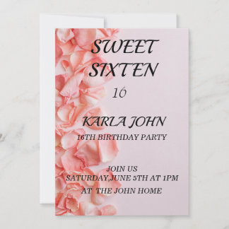 Invitación Rosa purpurina elegante moda dulce dieciséis Cumpl