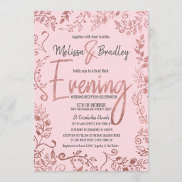 Invitación Rosa Purpurina Floral Ombre Noche Rosa
