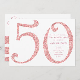 Invitación Rosa Purpurina Gold Sorpresa 50 cumpleaños