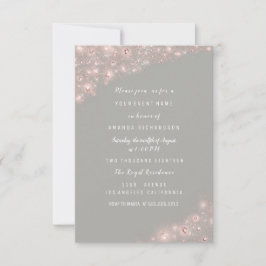 Invitación Rosa Purpurina gris ducha de novia Cumpleaños Dulc