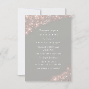 Invitación Rosa Purpurina gris ducha de novia Cumpleaños Dulc