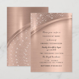 Invitación Rosa Purpurina Metálico de Oro Dulce de Novia 16