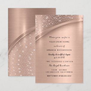 Invitación Rosa Purpurina Metálico de Oro Dulce de Novia 16