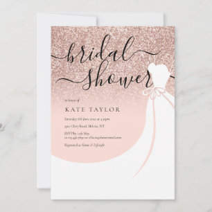 Invitación Rosa Purpurina Oro Elegante Ducha Bridal