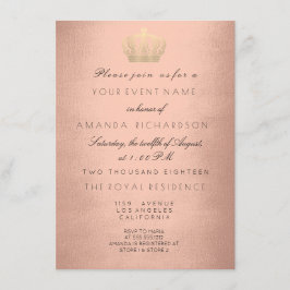 Invitación Rosa Purpurina Real de la Corona de Oro 16ª Novia 