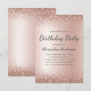 Invitación Rosa Purpurina Rosa de Oro Cualquier fiesta de cum