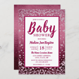Invitación Rosa Purpurina rosa dorado Baby Shower Invite
