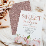 Invitación Rosa Purpurina rosa dorado Dulce Floral Dieciséis<br><div class="desc">Celebra tu día especial con nuestro Rosa Purpurina rosado dorado Dieciséis invitaciones. Personalice la información de su fiesta para crear una invitación amable que su familia y amigos seguramente amarán.</div>