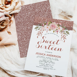 Invitación Rosa Purpurina rosado dorado Dulce