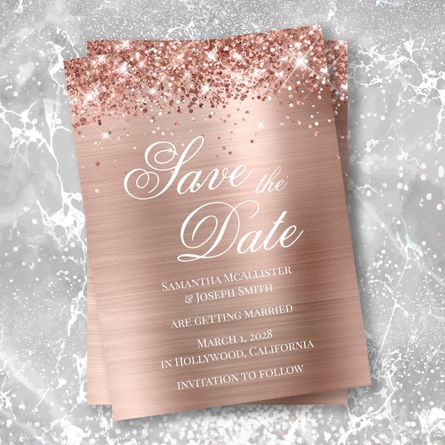 Invitación Rosa Purpurinoso Foto Relieve metalizado dorado Gu (Subido por el creador)