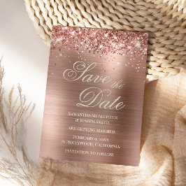Invitación Rosa Purpurinoso Relieve metalizado dorado Guardar