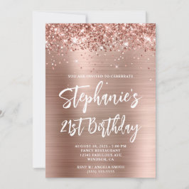Invitación Rosa Purpurinoso Relieve metalizado dorado Negrita