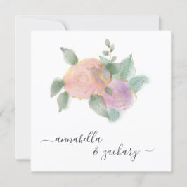 Invitación *~* ROSA QR RSVP Gold Purpurina - AR12 Boda Invi