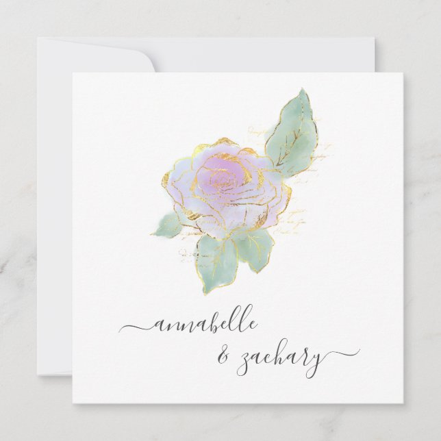 Invitación *~* ROSA QR RSVP Gold Purpurina AR12 Boda Invita (Anverso)