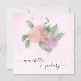 Invitación *~* ROSA QR RSVP + Purpurina de oro - AR12 Boda I