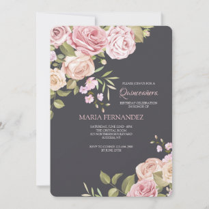 Invitación Rosa Quinceañera