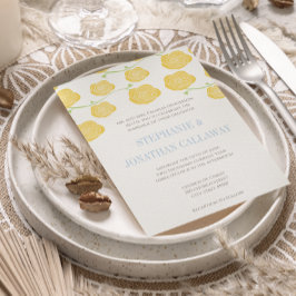 Invitación Rosa Ranunculus Boda amarillo y gris moderno