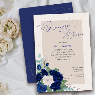 Invitación Rosa real Blue Ivory Floral Lingerie Shower