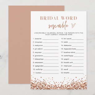 Invitación ROSA REGINA Oro Ducha de novias Palabra Scramble